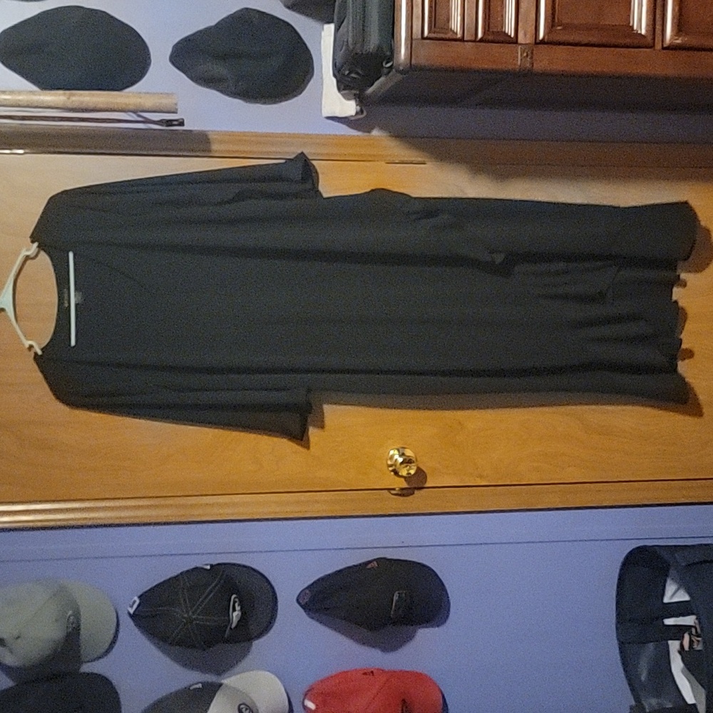 Lane bryant black V-neck dress with ruffled accents